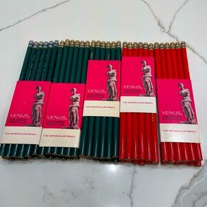 Lot of 60 Vintage Venus Water Coloring Colored Pencils Green & Red USA